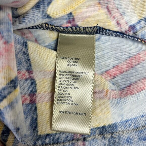 Rafaella Women Top Size L Large Blue Yellow Plaid Eyelet Collar Short Sleeve - Picture 7 of 9